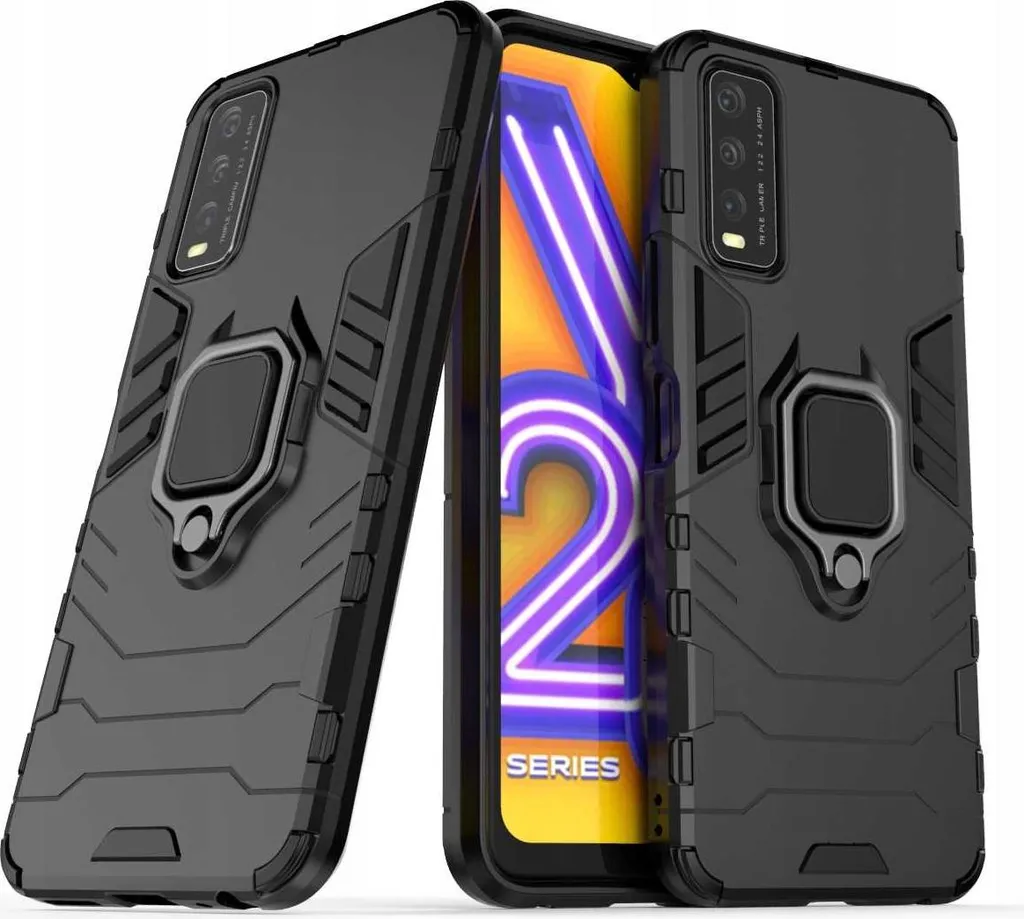 Coque antichoc Vivo Y11s Noir avec support vidéo X-ring - SPACECASE