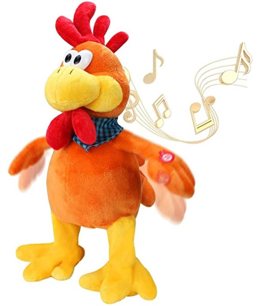 Jouet musical en peluche de 38 cm représentant un coq qui Image du produit 