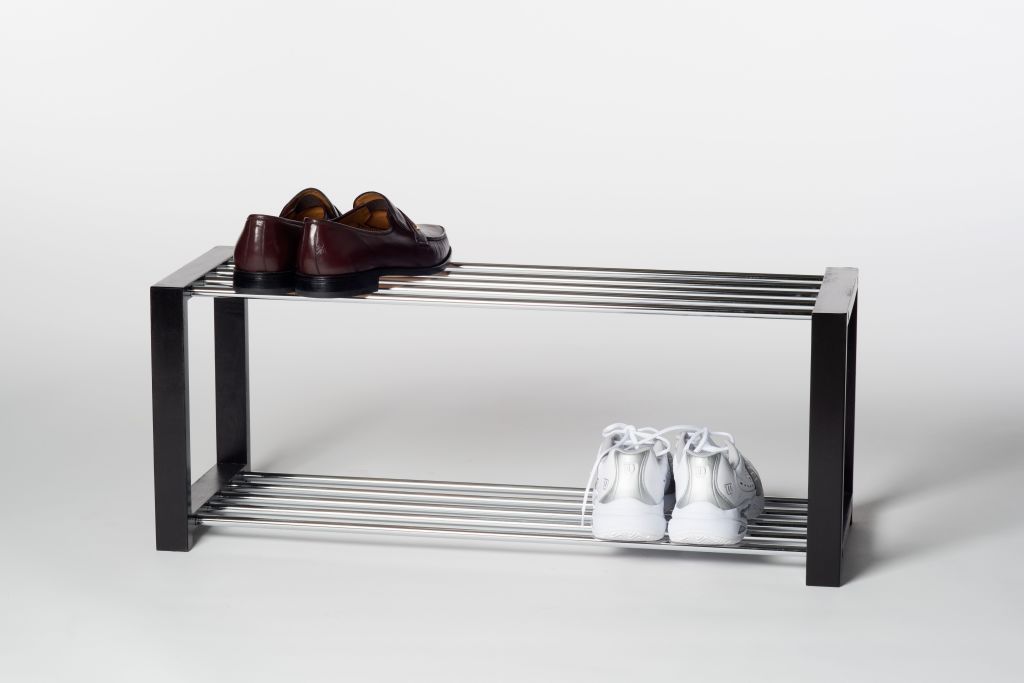 Schuhregal Luis schwarz verchromte Stangen für 8 Paar Schuhe