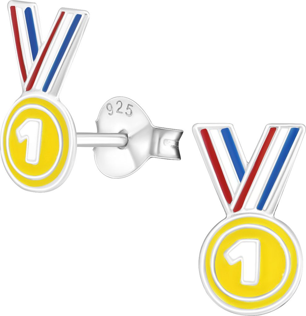 Ohrstecker 925 Sterling Silber mit Medaille