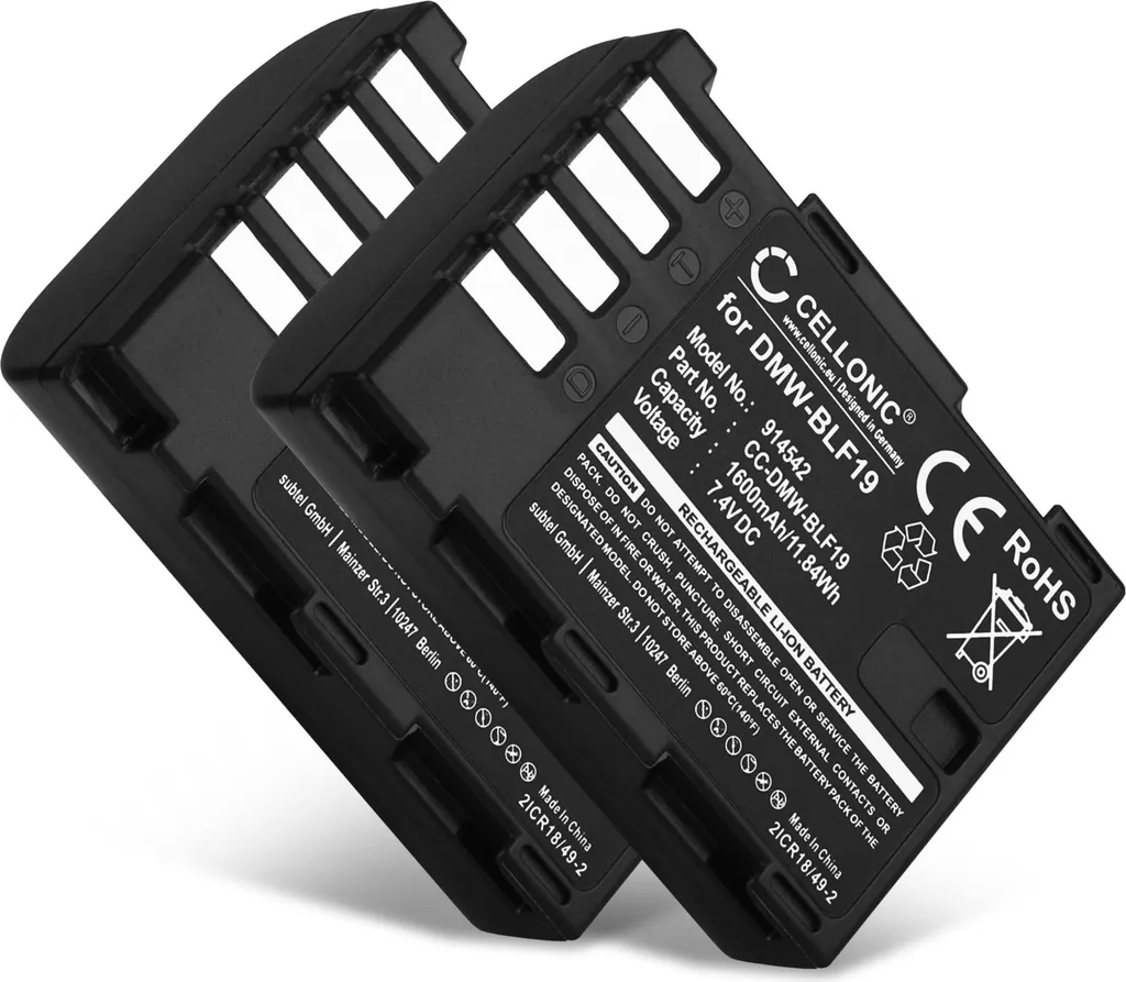 CELLONIC, Batteria per Fotocamera, compatibile con Sigma SD Quattro H, BP-61 (7.4V, 1600mAh) 2 Pezzi
