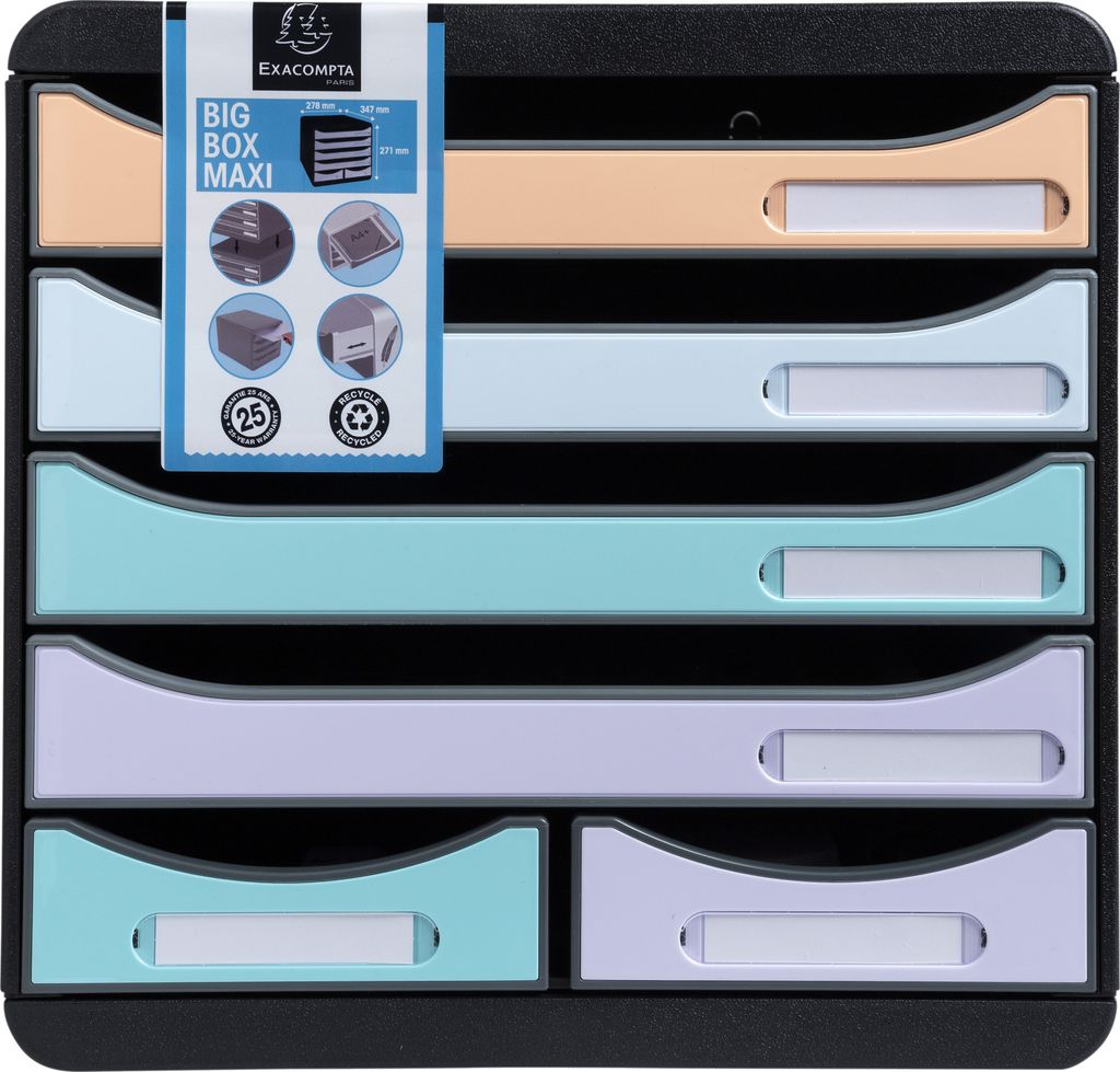 Exacompta Schubladenbox BIG BOX MAXI 6 offene Schubladen Aquarel 3127296D