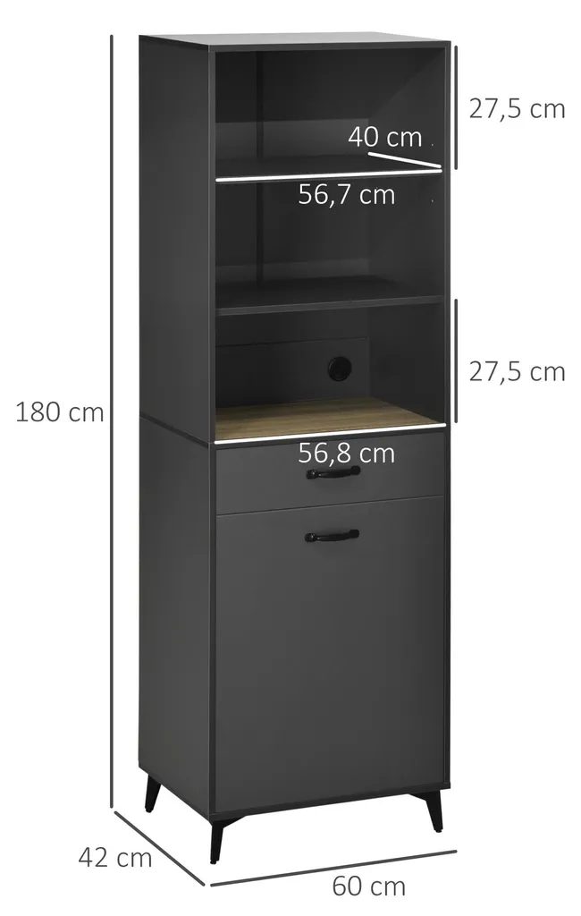 Buffet haut design industriel gris et aspect chêne clair - Modèle Loft - 5