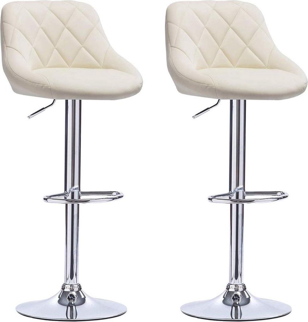 Designer Barhocker – Creme – Ergonomisch – Mit Rückenlehne – Höhenverstellbar – 2er Set
