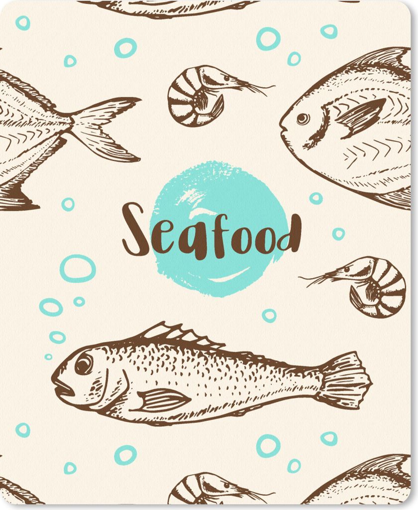 MuchoWow Mauspad Mousepad Lebensmittel - Muster - Fisch 19x23 cm - Mousepads - Maus Mat - Pad - Mausunterlage - Mauspads - Spielen