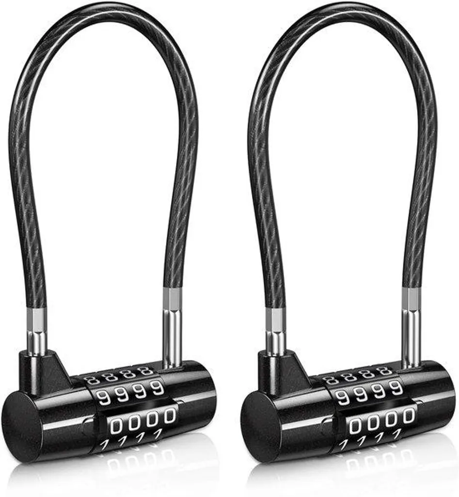 Cadenas flexible pour bagages et boîte à outils, lot de 2 noir à 4 chiffres