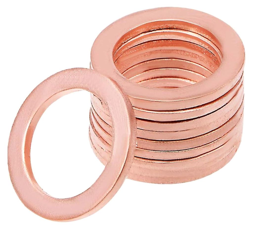 10 Stück Unterlegscheiben aus Kupfer 14 mm x 20 mm x 1,5 mm für Schraubenbolzen