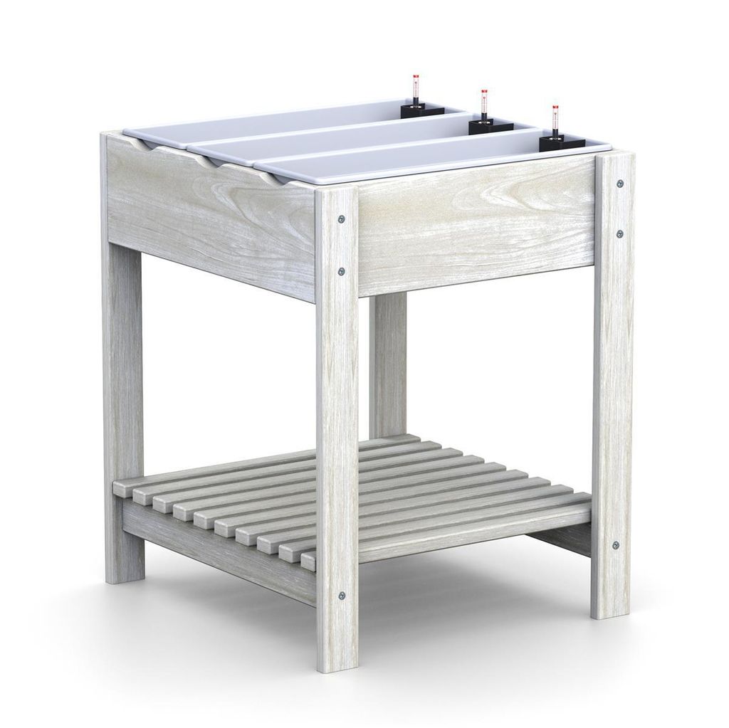 Hochbeet aus Kiefernholz mit Ablage 3 Fach Farbe Weiß