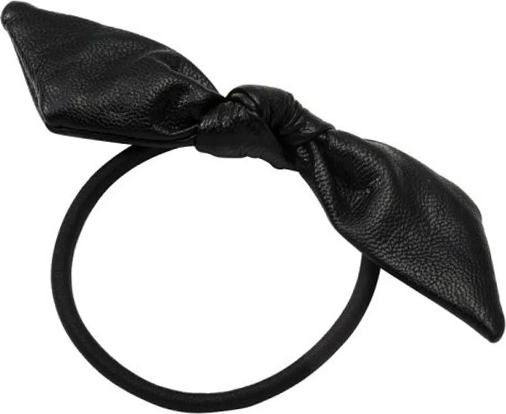 Cravatta per capelli con fiocco coreano in pelle nera