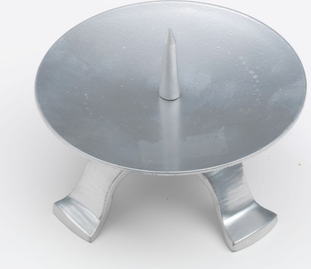 Kerzenleuchter Vierfuß Eisen in Silber Ø 11,5 cm mit großem Dorn für Kerzen, Altarkerzen, Hochzeitskerzen, Taufkerzen