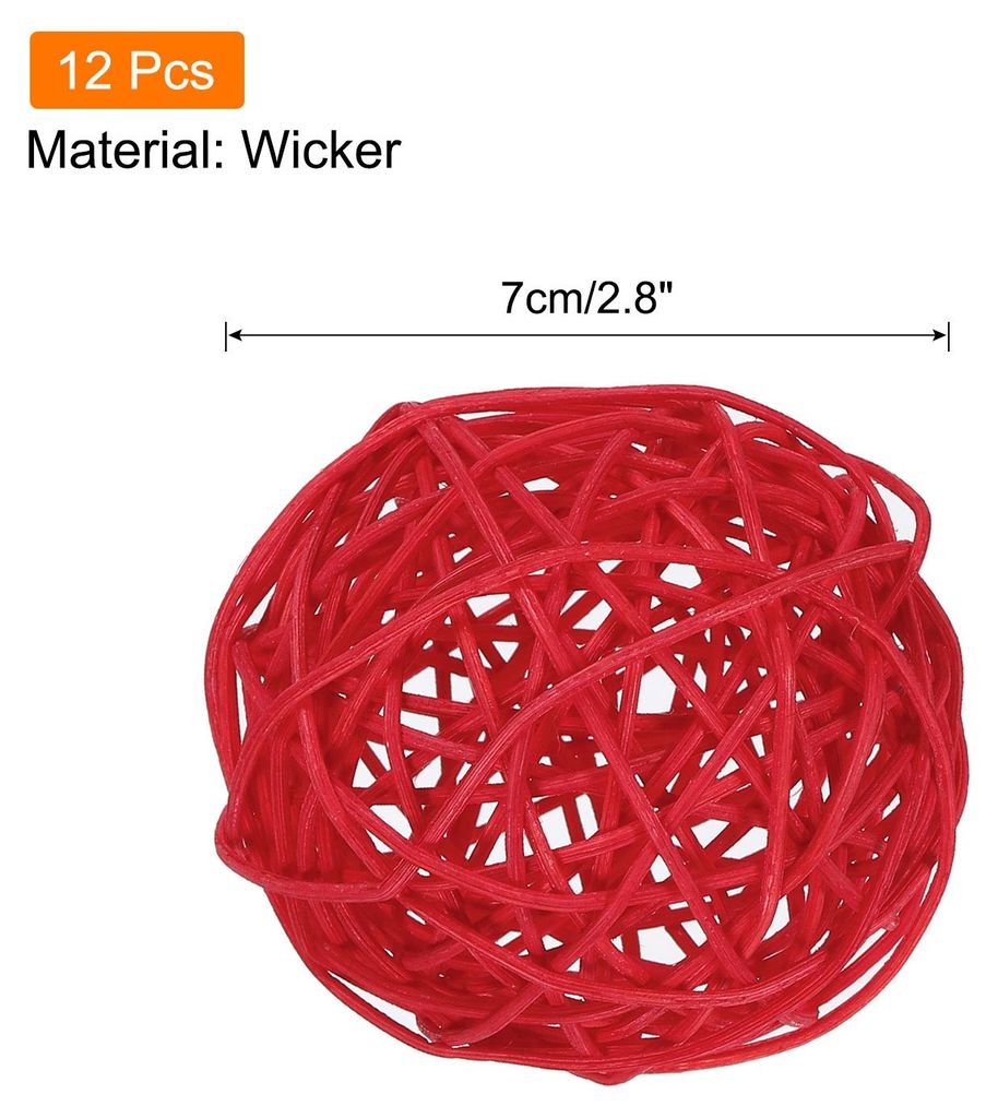 12 Stš¹ck Rattan Deko Dekokugel Rattankugeln, 7 mm Korbweide Rattan Kugeln Wicker Ball Wellensittich Spielzeug Vogelspielzeug fš¹r Vasenfš¹ll...