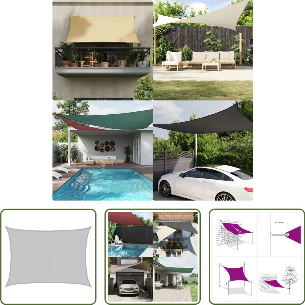 The Living Store Sonnensegel Hellgrau 8x6 m 100% Polyester Produktbild 