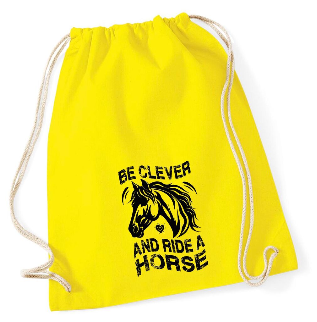 Huuraa Turnbeutel ride a horse Pferd 12 Liter Yellow Baumwolle Rucksack Geschenkidee