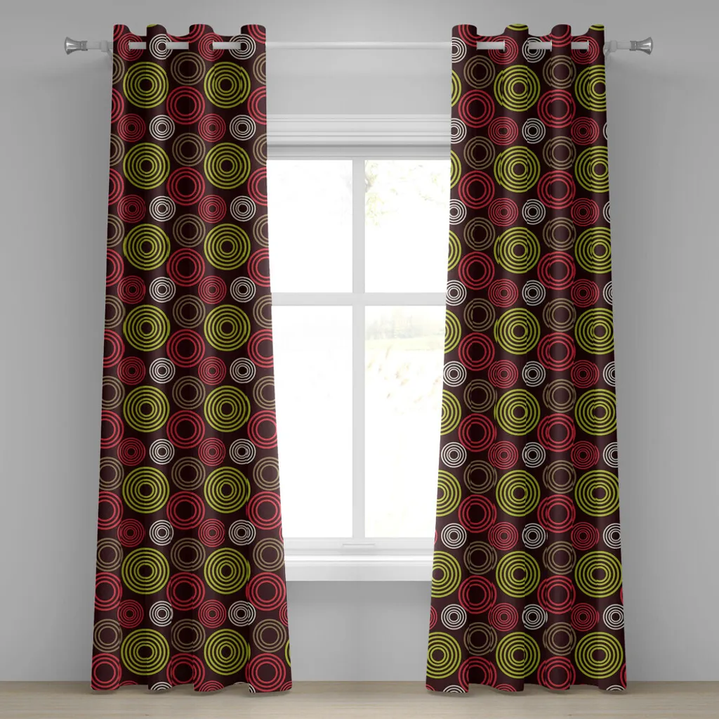 Rideau à œillets géométrique ABAKUHAUS 2 panneaux 280x175cm Vert Citron