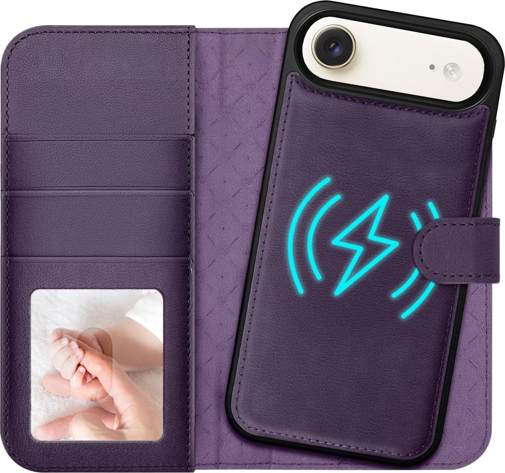 2in1 Magnet Wallet Handyhülle für iPhone Air Hülle RFID Schutz, abnehmbare Magnet Hülle, MagSafe kompatibel, stoßfestes Case mit Fotofenster