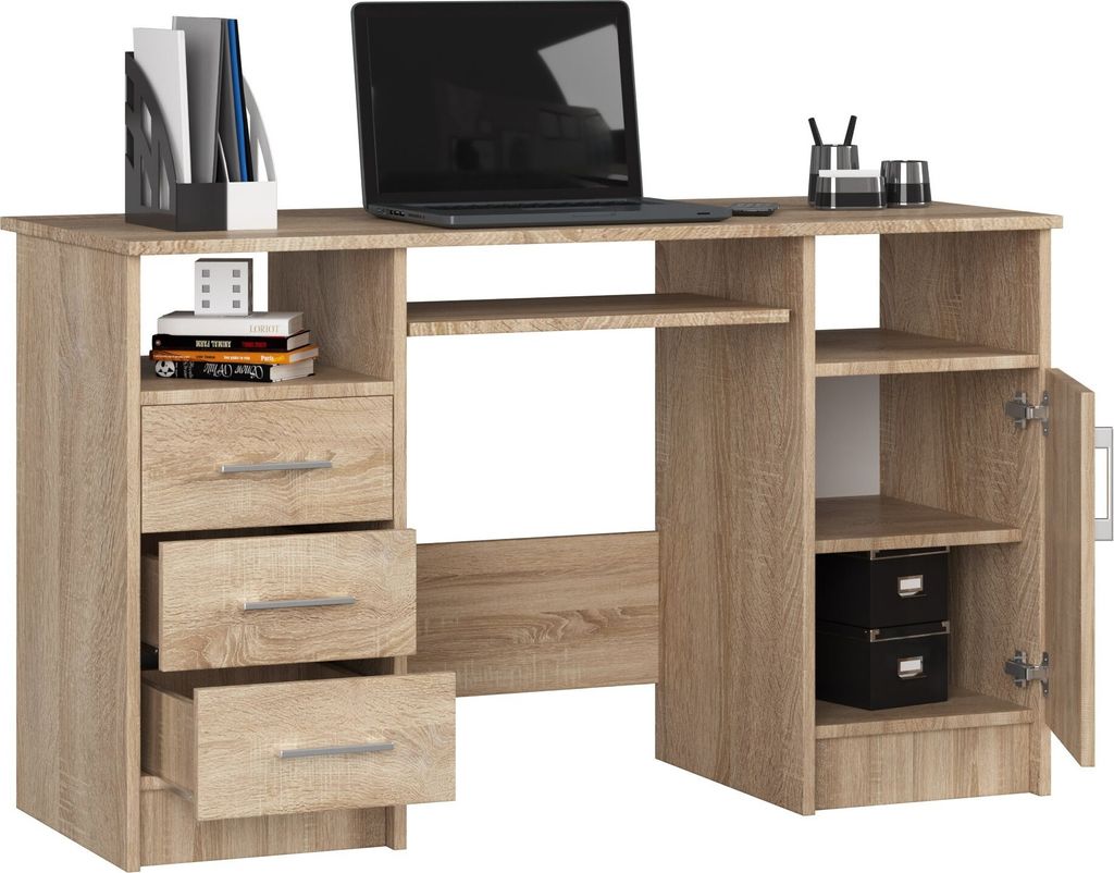 PC-Schreibtisch AKORD ANA Sonoma-Eiche mit 3 Schubladen Produktbild 2