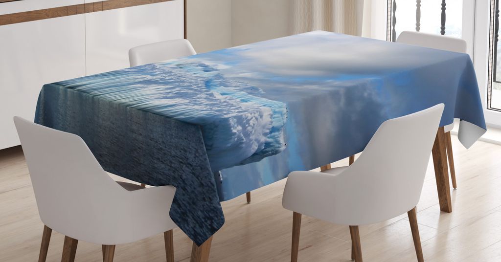 ABAKUHAUS Island Tischdecke, Antarktische Halbinsel Glacier, Personalisierter Druck Klare Farben ohne Verblassen Waschbar für Außen Bereich, 140 ...