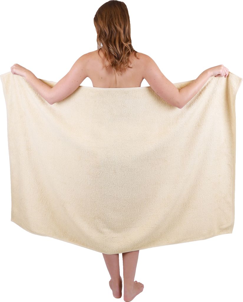 Betz Dresden Badetuch 100×160 cm – 1 Stück Saunatuch, 100% Baumwolle 400 g/m², extra groß & saugstark Farbe Sand
