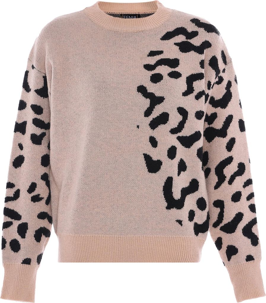 FENIA damen pullover - beige leo, XL/XXL