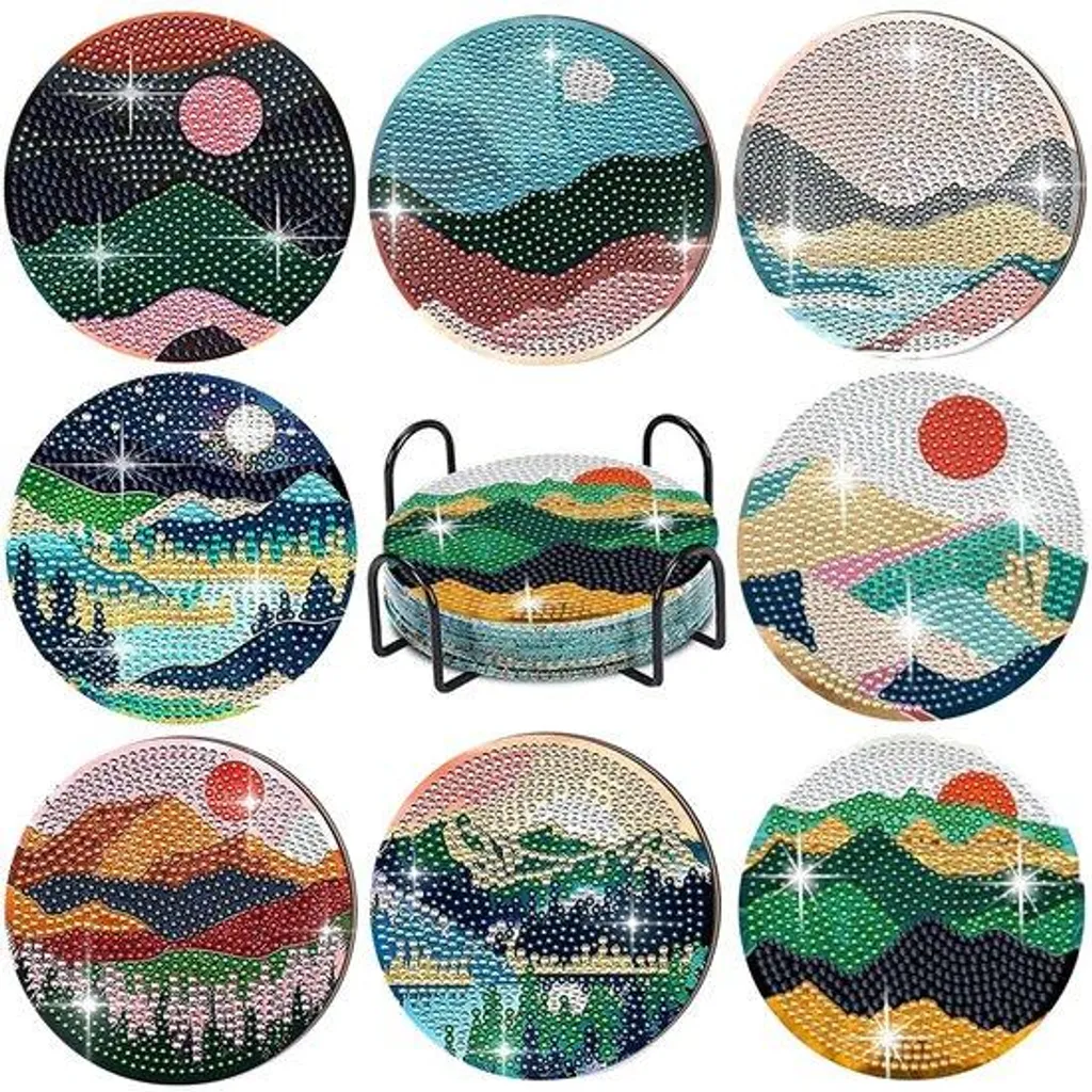 Activité DIY Sous-Verres Peinture Diamant Paysage pour Adulte et Enfant