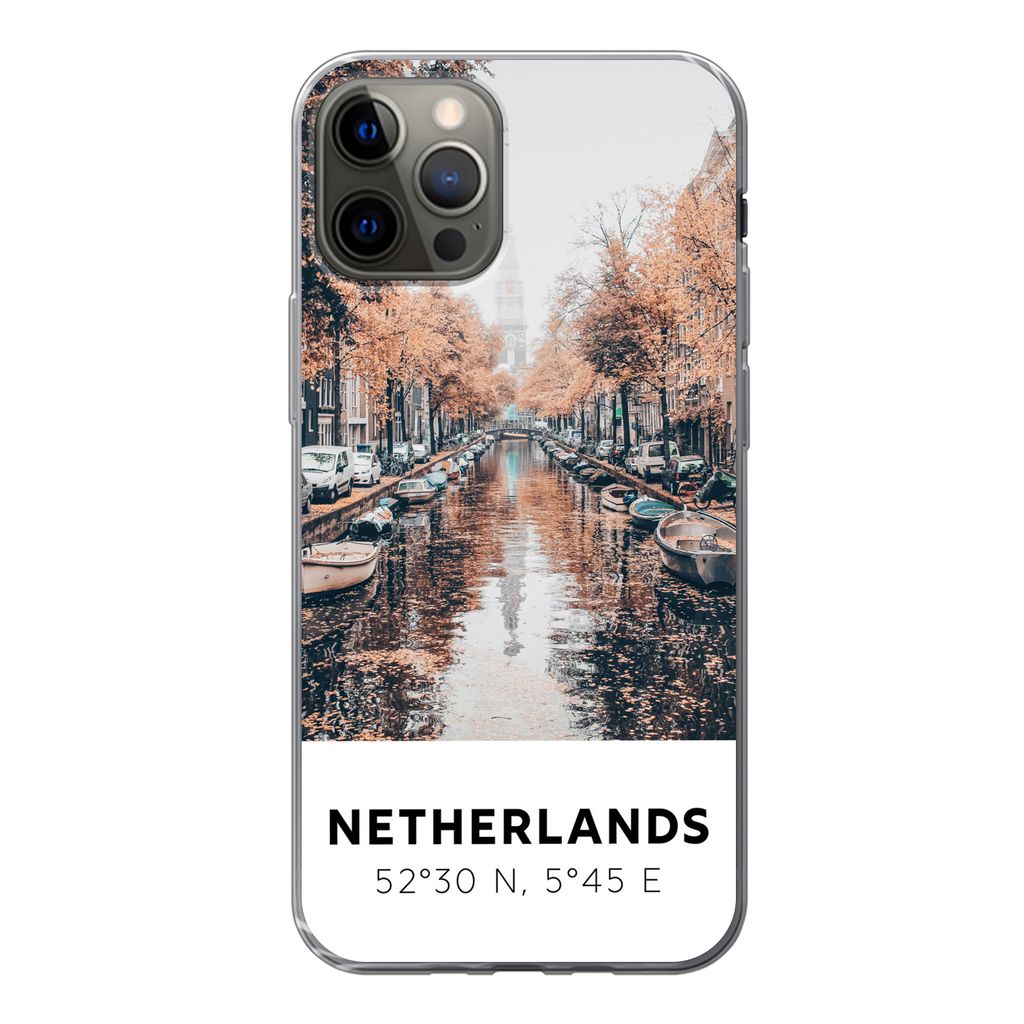 MuchoWow Handyhülle Schutzhülle Hülle für iPhone 13 Pro Niederlande - Amsterdam - Gracht - Herbst Silikon Softcase Handy Hülle - Handy-Tasche