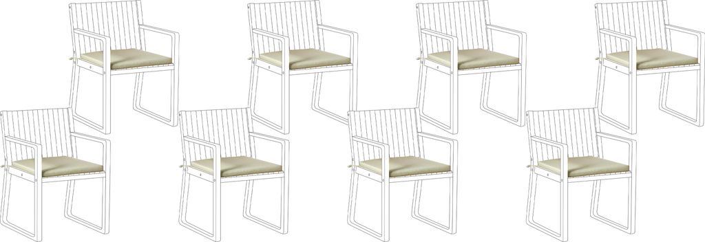 BELIANI Sitzkissen für Gartenstuhl 8er Set Hellgrün Stoffbezug mit Bindebändern 46 x 46 cm UV-beständig Modern Outdoor Stuhlkissen Stuhlpolster