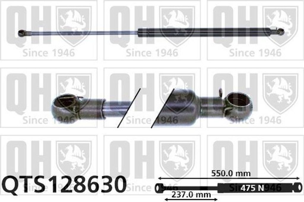 QUINTON HAZELL QTS128630 Gasfeder Heckklappendämpfer für VOLVO 440 K (445) 550mm