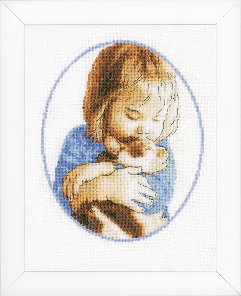 Vervaco Kit Point de Croix Compté Câlins avec le Chat - 21x26 cm Broderie
