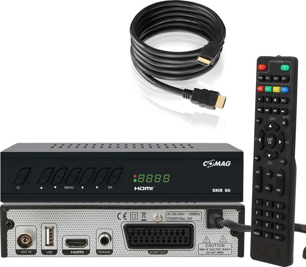 COMAG DKR 60 HD digitaler Full HD Kabel-Receiver (PVR Ready, HDTV, DVB-C, Time Shift-Funktion, HDMI, SCART, USB 2.0) inkl. HDMI Kabel, schwarz