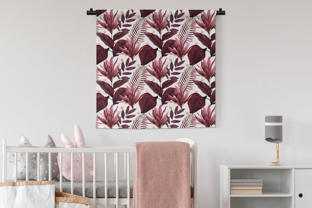 MuchoWow® Wandteppich Wandbehang Tropisch - Gold - Lila Produktbild 