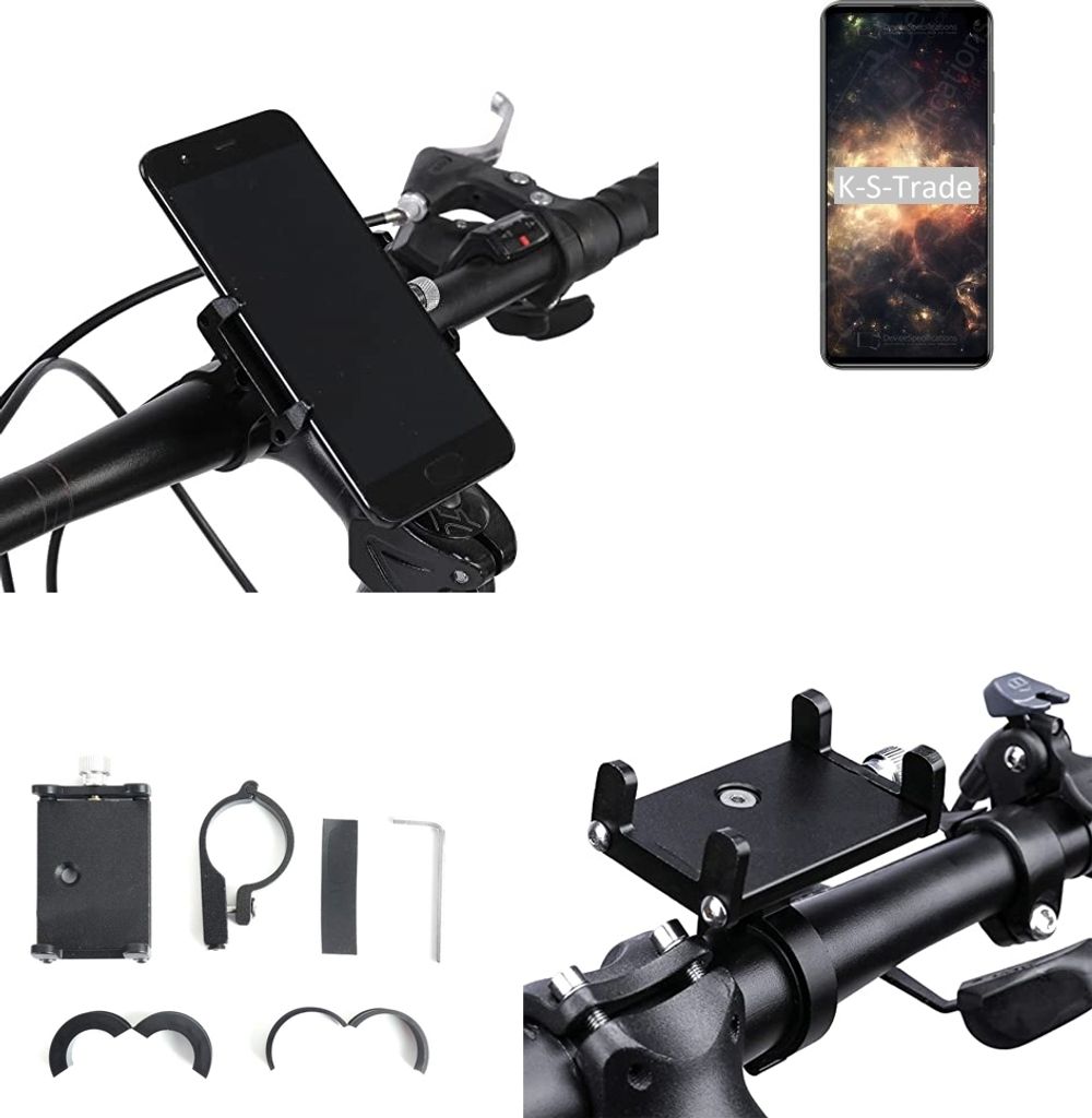 K-S-Trade Handyhalterung für das Fahrrad kompatibel mit Cubot Max 2 Halter Lenkstange Fahrradhalterung Motorrad Bike Mount Befestigung Smartphone