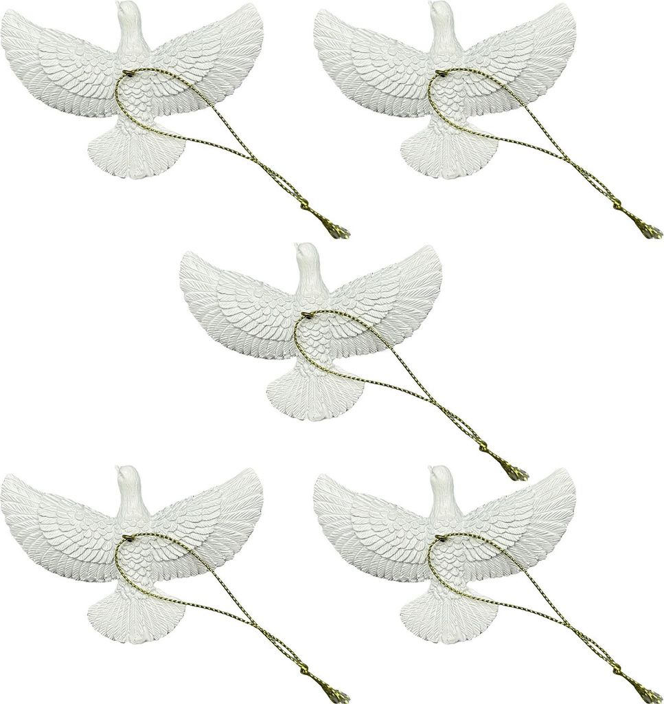 Friedensvogel-Ornamente aus Kunstharz, weiße Vögel, Hängedekoration mit goldener Schnur für Weihnachtsbaum, Hochzeit, Feiertags- und Partydekor...