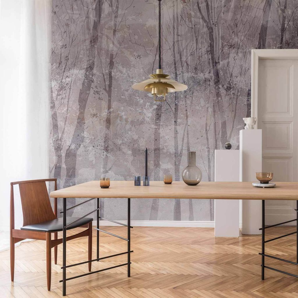 Vlies Fototapete - Eternal forest - landscape with winter landscape in cool colours 300x210 cm Blätter b-A-10168-a-a