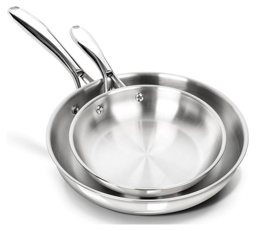 Edelstahl Bratpfannen Set, 20+26cm, für Induktion | 2-teiliges Set aus 18/10 Edelstahl mit 3-Schicht-Boden & Kühlgriff, spülmaschinengeeignet, p...