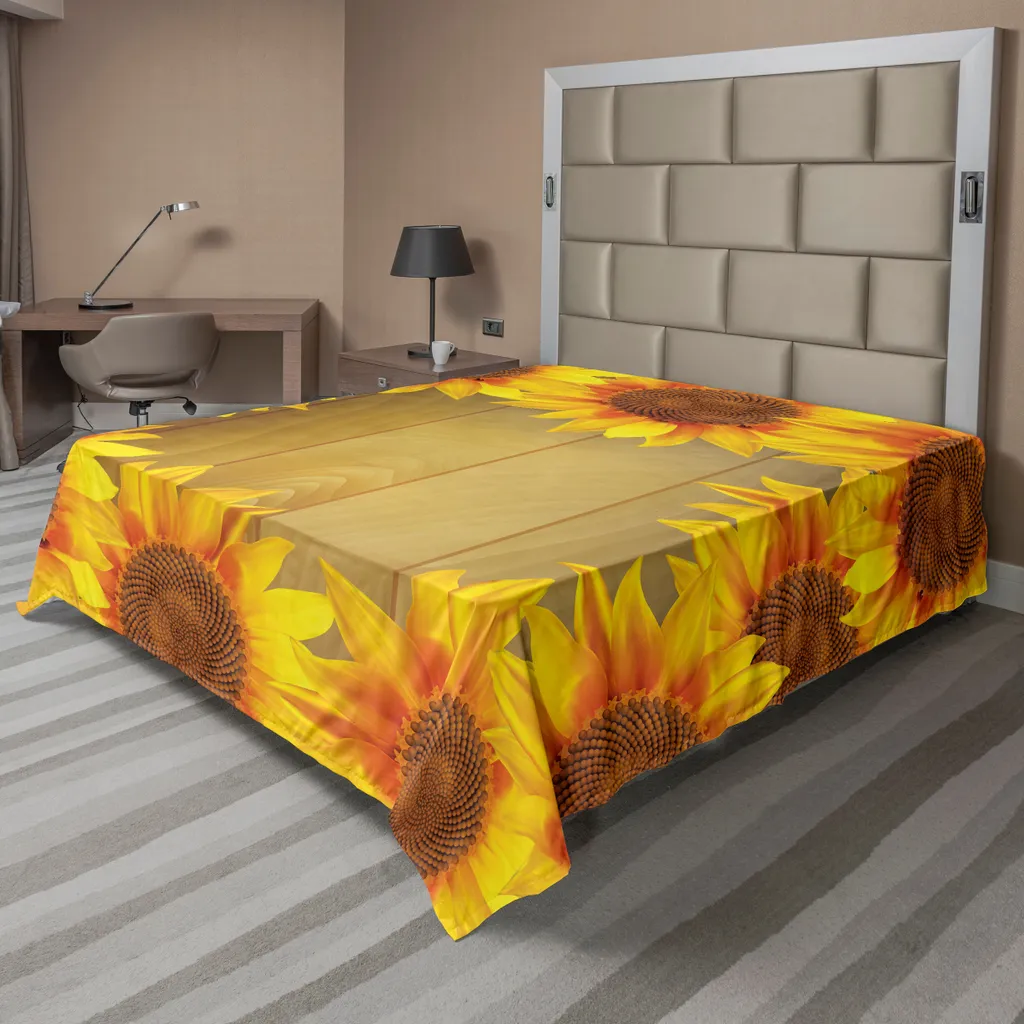 Lenzuolo Decorativo Girasoli ABAKUHAUS 260x228 Arancio Marrone