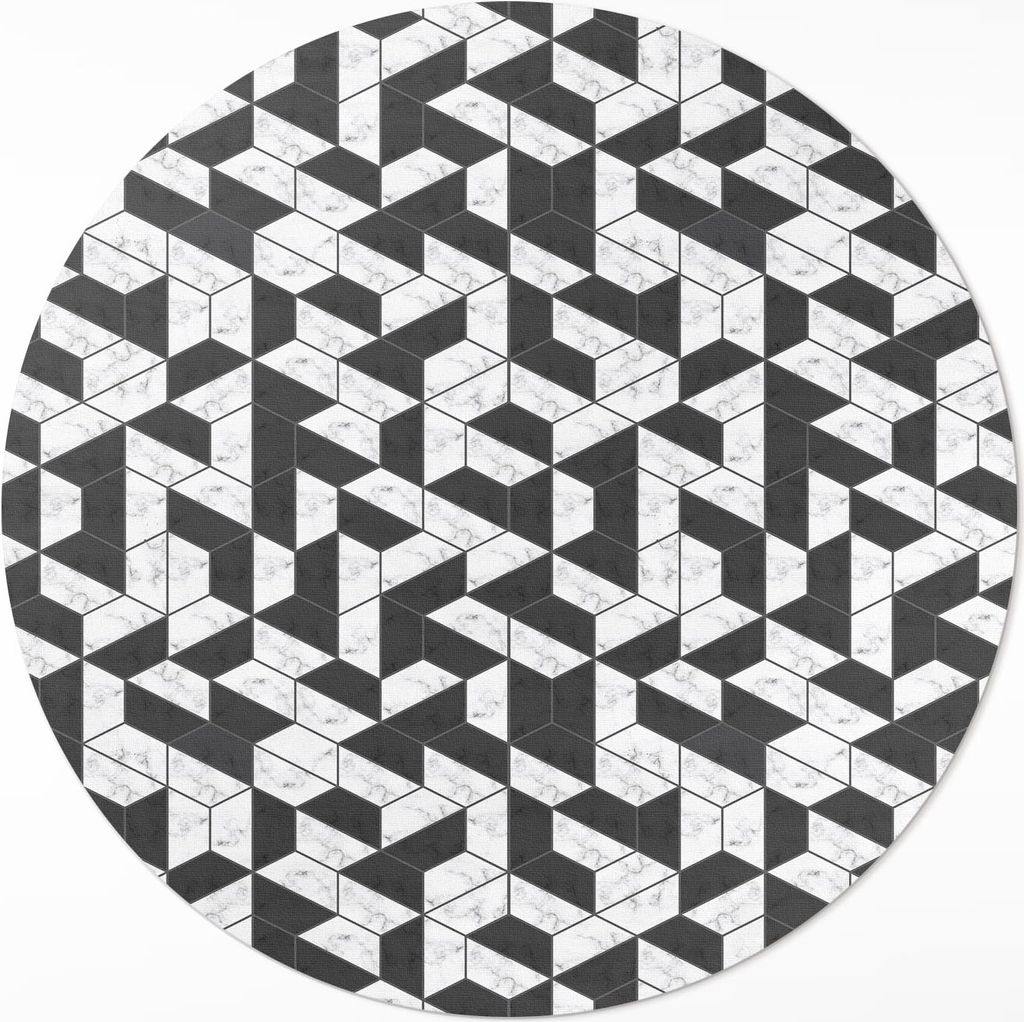 Modisches Steinmosaik mit Marmor – Vinyl Fußmatte – Ø 100cm – Rutschfest – Pflegeleicht & Langlebig