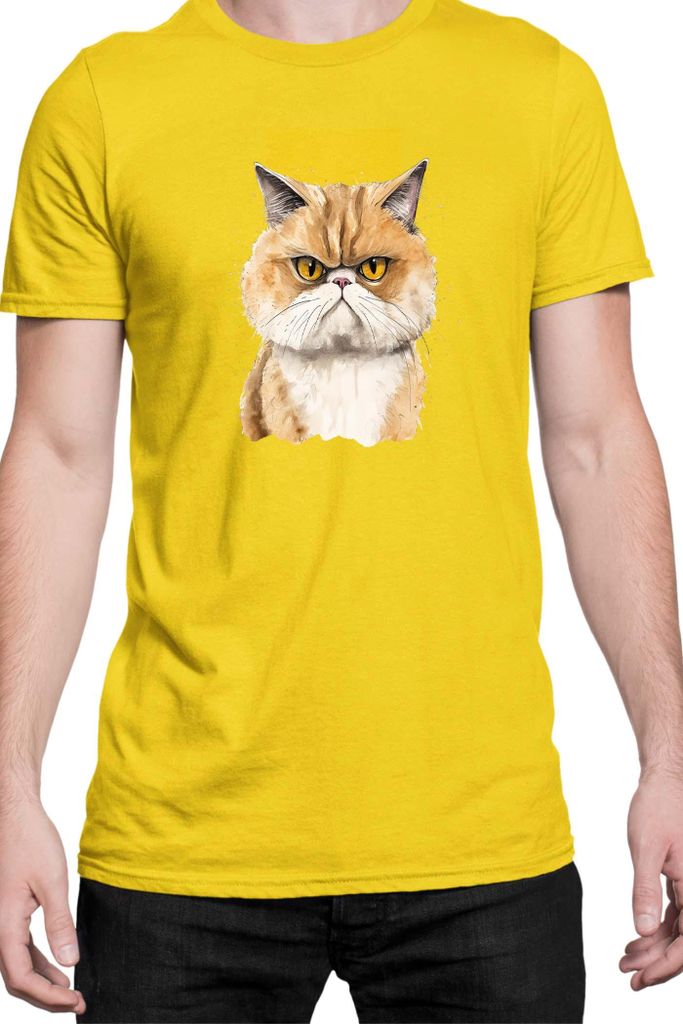 Herren T-Shirt Funny Cats Breeds Exotic Shorthair Cat, Man 3XL / Gelb