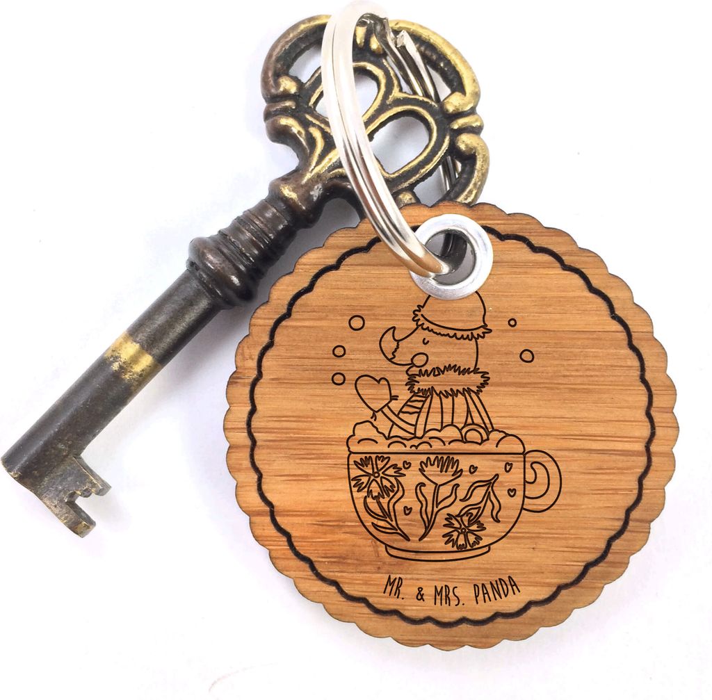 Mr. & Mrs. Panda Schlüsselanhänger Nachtfalter Schaumbad - Transparent - Geschenk, Bad, anhänger holz, Lustige Sprüche, Holzanhänger, Tasse, T...