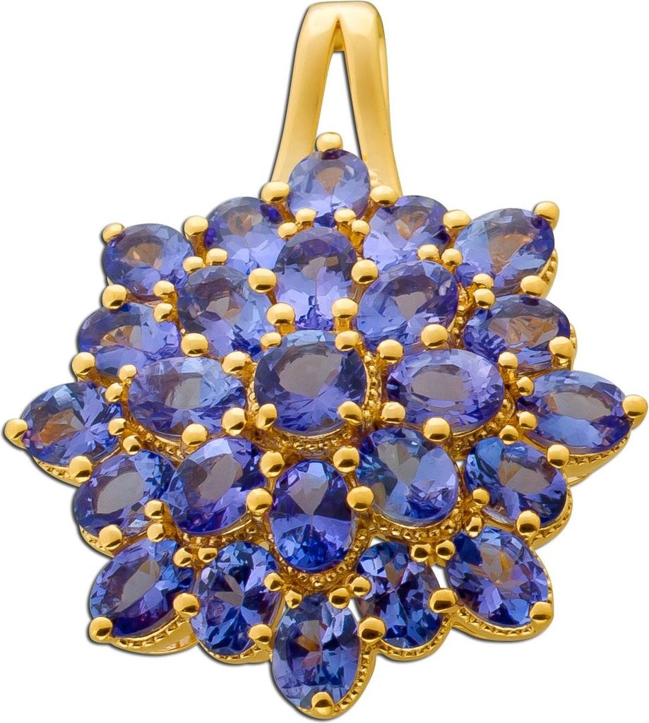 Tansanit Anhänger Silber vergoldet nat Tansanit Edelsteine 4.6ct