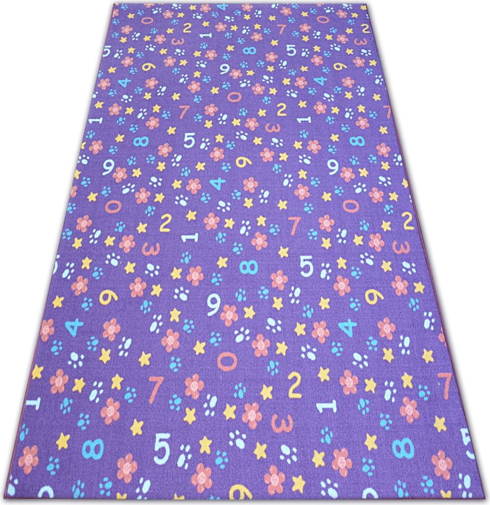 Teppichboden für Kinder NUMBERS violette Zahlen, Alphabet lila 100x250 cm