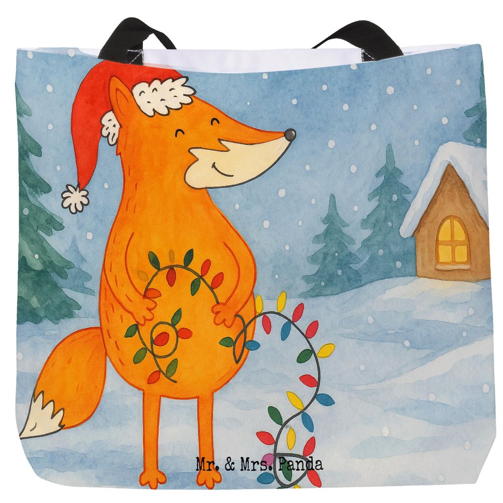 Mr. & Mrs. Panda Strandtasche Fuchs Weihnachten Design - Weiß - Geschenk, Reisetasche, Nikolaus, Tote Bag, Tasche, Füchse, Laptoptasche, Winter, ...
