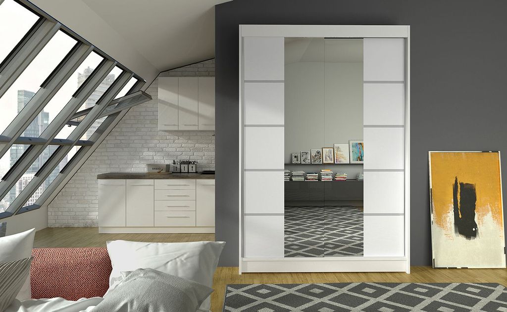 Moderní šatní skříň LINH 5 - šířka 120 cm, bílá Obrázek produktu 