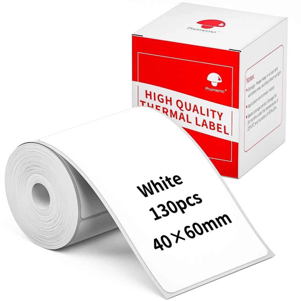 Phomemo M120/M110 Etiketten, 1.57"x 2.36" (40 x 60 mm) Thermoetikettenpapier für M120/M110/M200/M220 Etikettendrucker, für Barcode, Adresse