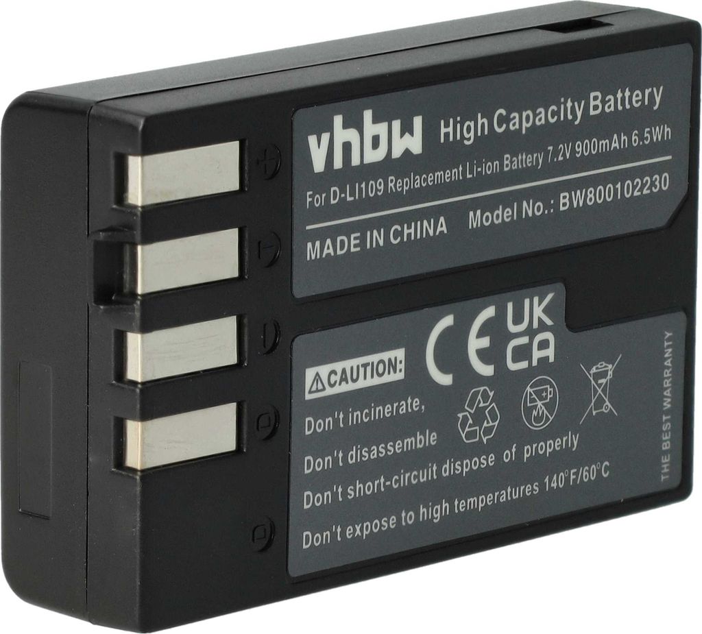 vhbw Akku Ersatz für Pentax D-Li109 für Kamera (900 mAh, Produktbild 