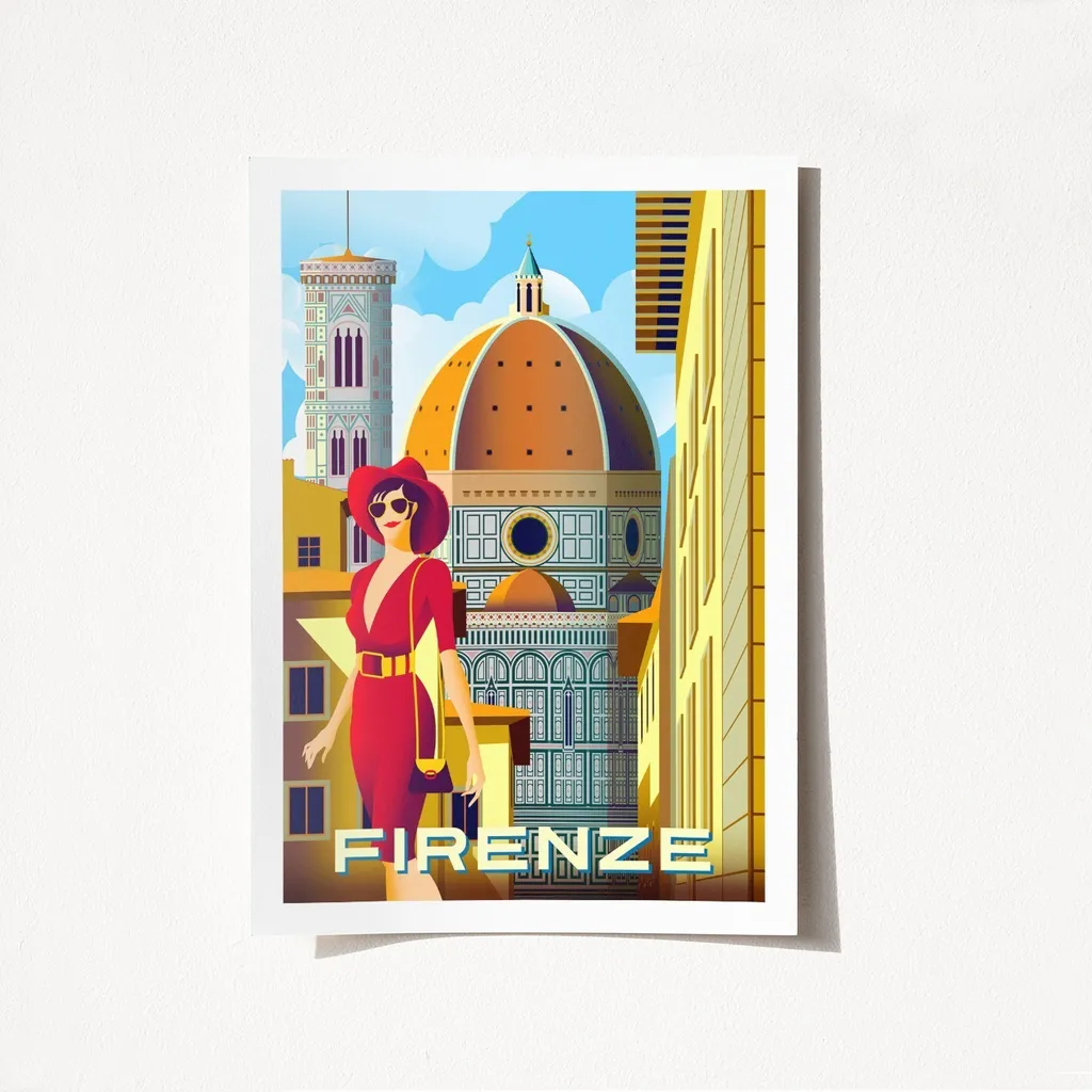 Affiche Florence 1983 Wallity 50x70 cm : Finition Anti-Reflet Satin Mat