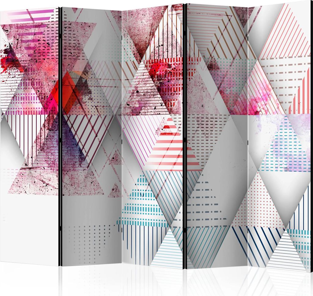 5-teiliger Doppelseitiger Vlies Paravent - Triangular World II 225x172 cm Für Kinder f-A-0685-z-c