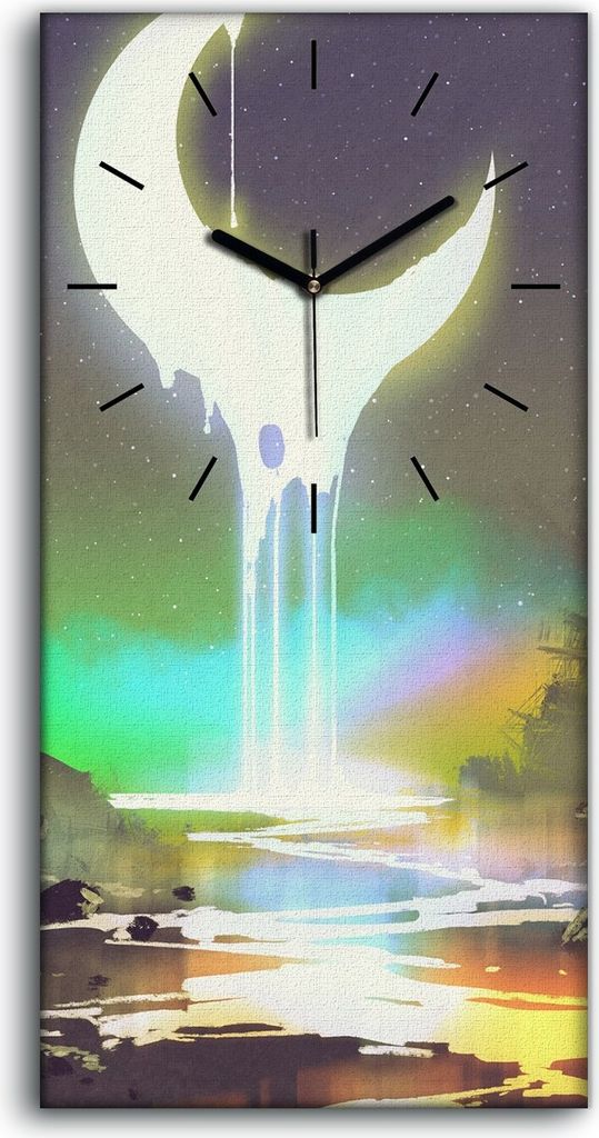 Wohnzimmer-Bild Leinwand Uhr Kunstdruck 30x60 Nacht Produktbild 