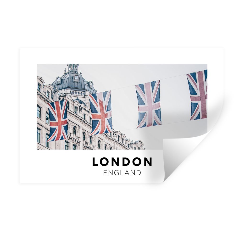 MuchoWow Wandtattoo Wandsticker Wandaufkleber England - London - Flaggen 90x60 cm Selbstklebend und Repositionierbar - Aufkleber
