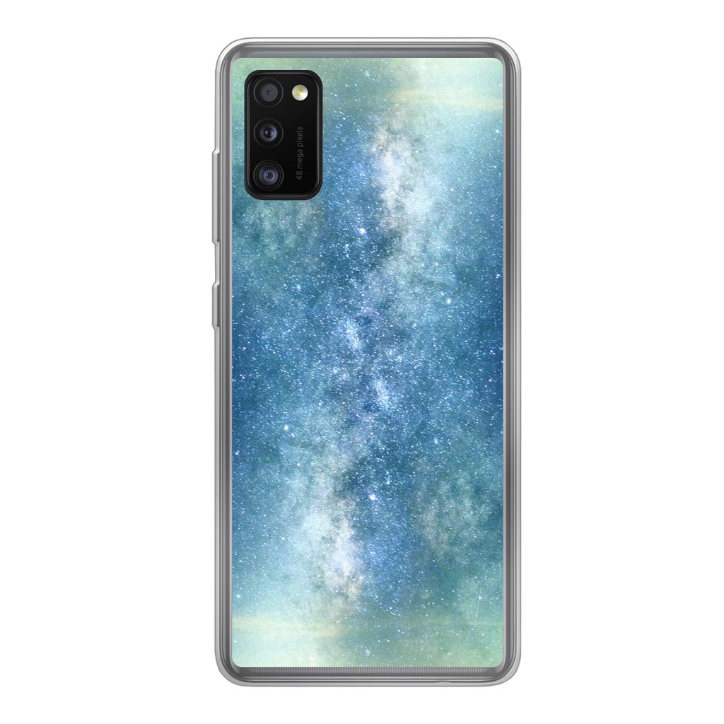 MuchoWow Handyhülle Schutzhülle Hülle für Samsung Galaxy A41 Sterne - Himmel - Blau - Jungen - Mädchen - Kinder Silikon Softcase Handy Hüll...