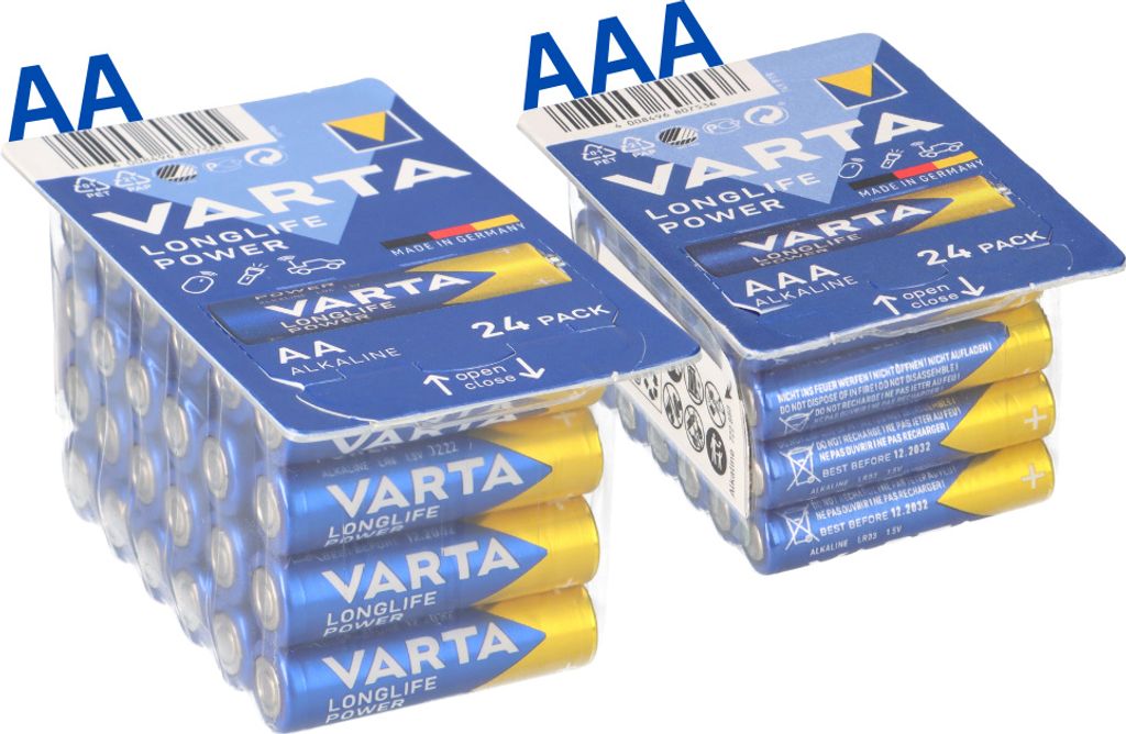 48 Varta Batterien 24x Varta AA Mignon + 24x Varta AAA Micro Longlife Power